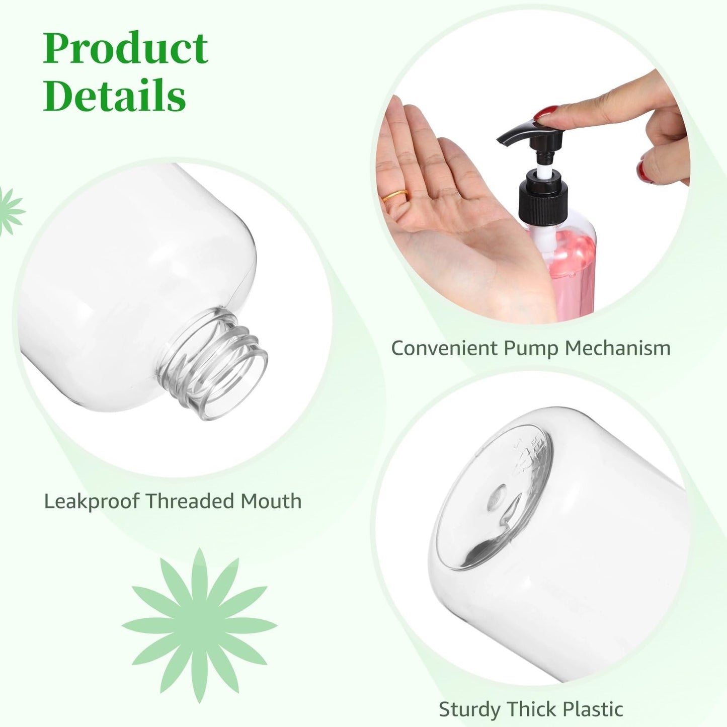 Skdqiee 30 PCS Empty Lotion Bottles with Pump - 8 oz/250ml Refillable Plastic Pump Bottles Hand Dish Dispenser Portable Travel Lotion Container for Shampoo, Conditioner, Cream, Liquid (Clear)