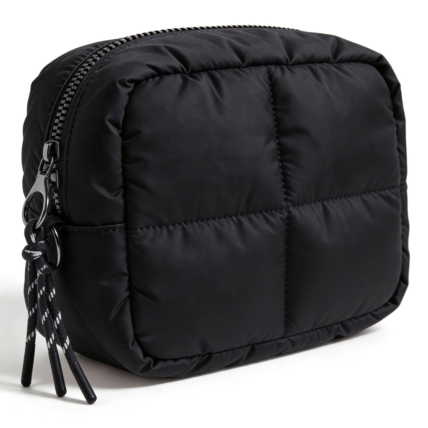 LETGO Puffy Makeup Bag for Purse Quilted Makeup Bag Cosmetic Bag, Puffer Make Up Organizer Bags Zipper Pouch, Travel Toiletry Bag for Women Girls (Black)