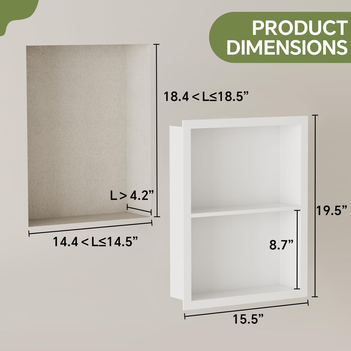 Oenalw 14x18 Medicine Cabinet Recessed Stainless Steel, 2-Tier, Medicine Cabinet Organizer,Stainless Steel Wall Niche, Bathroom Wall Cabinet, Recessed Bathroom Cabinet, Wall Cabinet, White