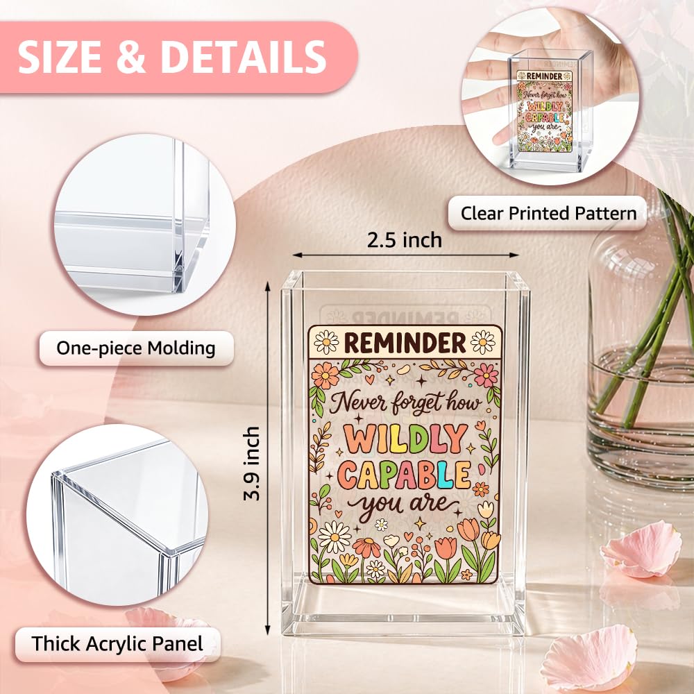 Xiahde Reminder Never Forget How Wildly Capable You Are Acrylic Pencil Holder Cup, Inspirational Gifts for Women Coworker Boss Nurse, Motivational Wildflowers Makeup Brush Organizer, Retirement Gifts