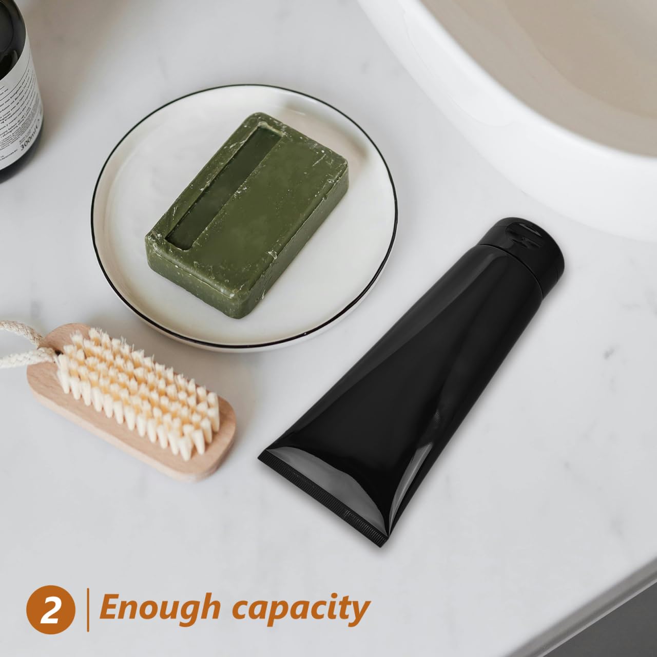 HONMEET Plastic Travel Bottle Cosmetics Containers Empty Toothpaste Tubes Refillable Lotion Bottle Leak Proof, Black