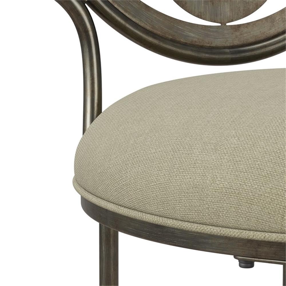 Hillsdale, Marsala Metal Vanity Stool with a Circular Geometric Back Design for Makeup Room or Bathroom, Gray