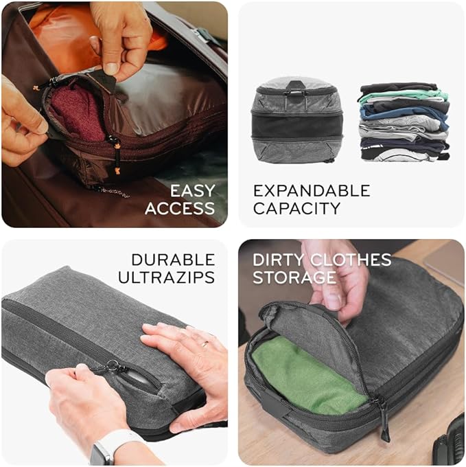 Peak Design Packing Cube, Sage, Weatherproof Luggage Cube with Dual Compartment Organization, Expansion and Compression, Zipper Opening, Travel Organizer for Men and Women, Size S