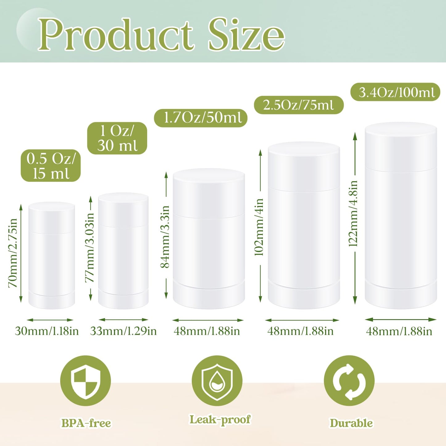 Teenyyou 50 Pcs 15ml Empty Deodorant Containers Twist Filling Stick Plastic Deodorant Container Refillable Bottles Bottom Filling Round Lip Balm Tubes Cylinder for Homemade DIY Lip Balm(White)