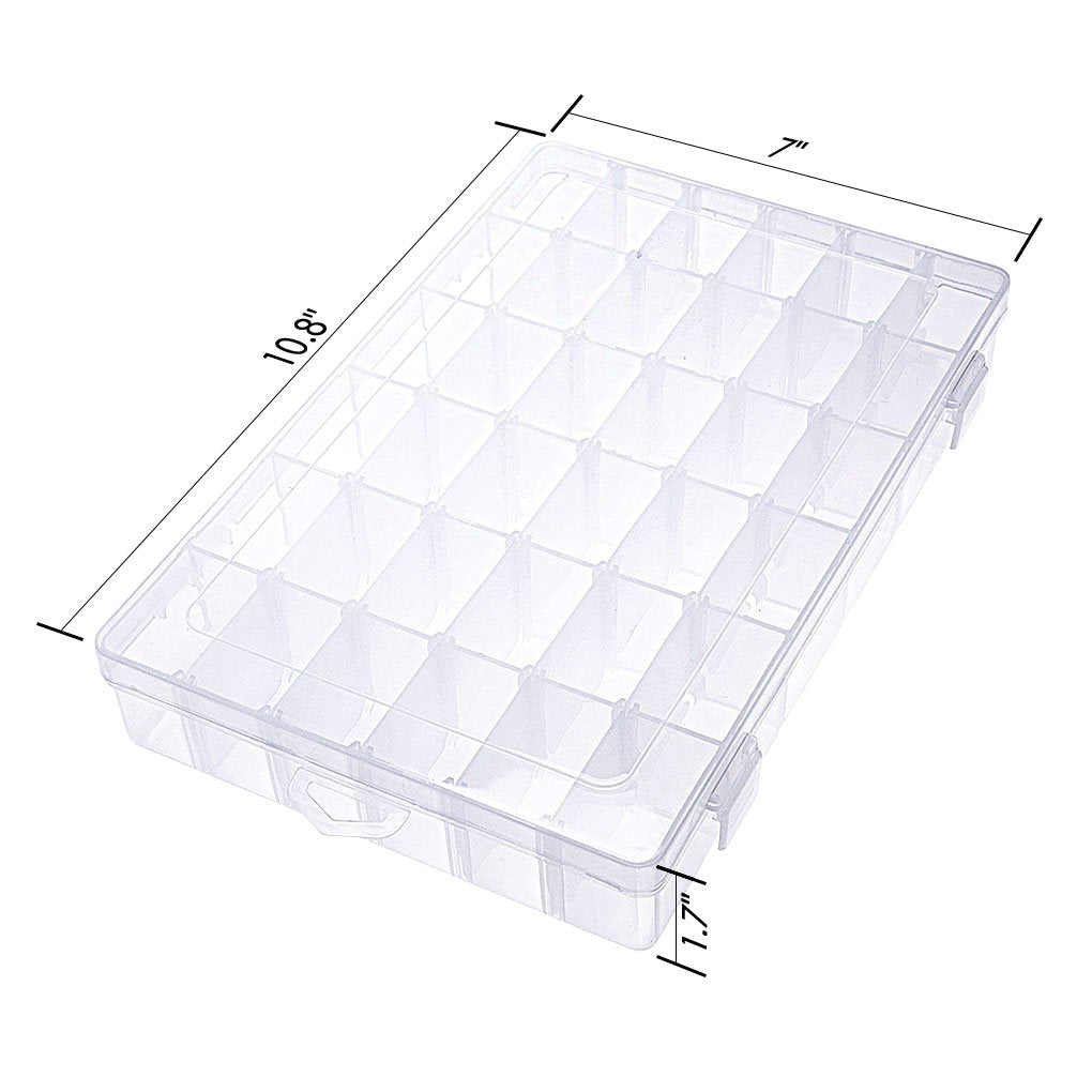 Gospire 36 Grids Clear Plastic Jewelry Box Organizer Storage Container with Removable Dividers (36 Grids - Clear)