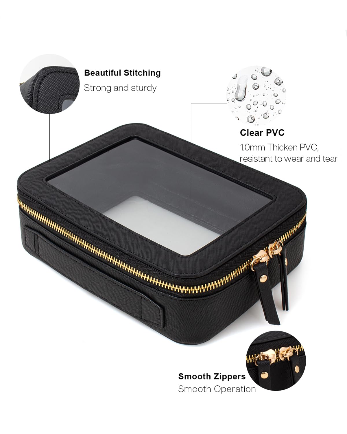 FFpaw Travel Clear Makeup Bag Set, TSA Approved Cosmetic Bag Case with Zipper Portable Makeup Pouch Toiletry Bag Traveling Cosmetic Organizer Storage Bag Car Organizer Car Essentials