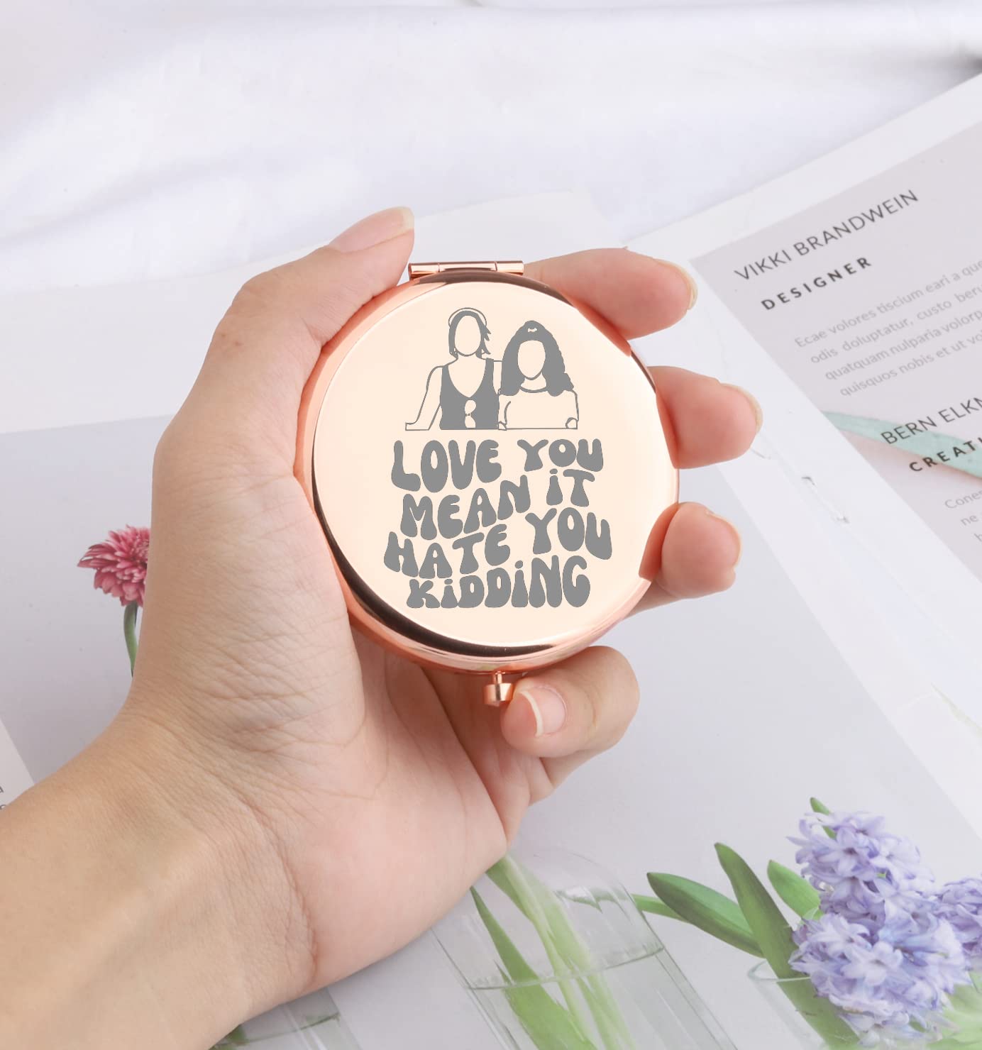 WSNANG TV Show Inspired Gift Georgia Family Compact Pocket Makeup Mirror Love You Mean It Hate You Kidding Makeup Mirror (Kidding Mirror)