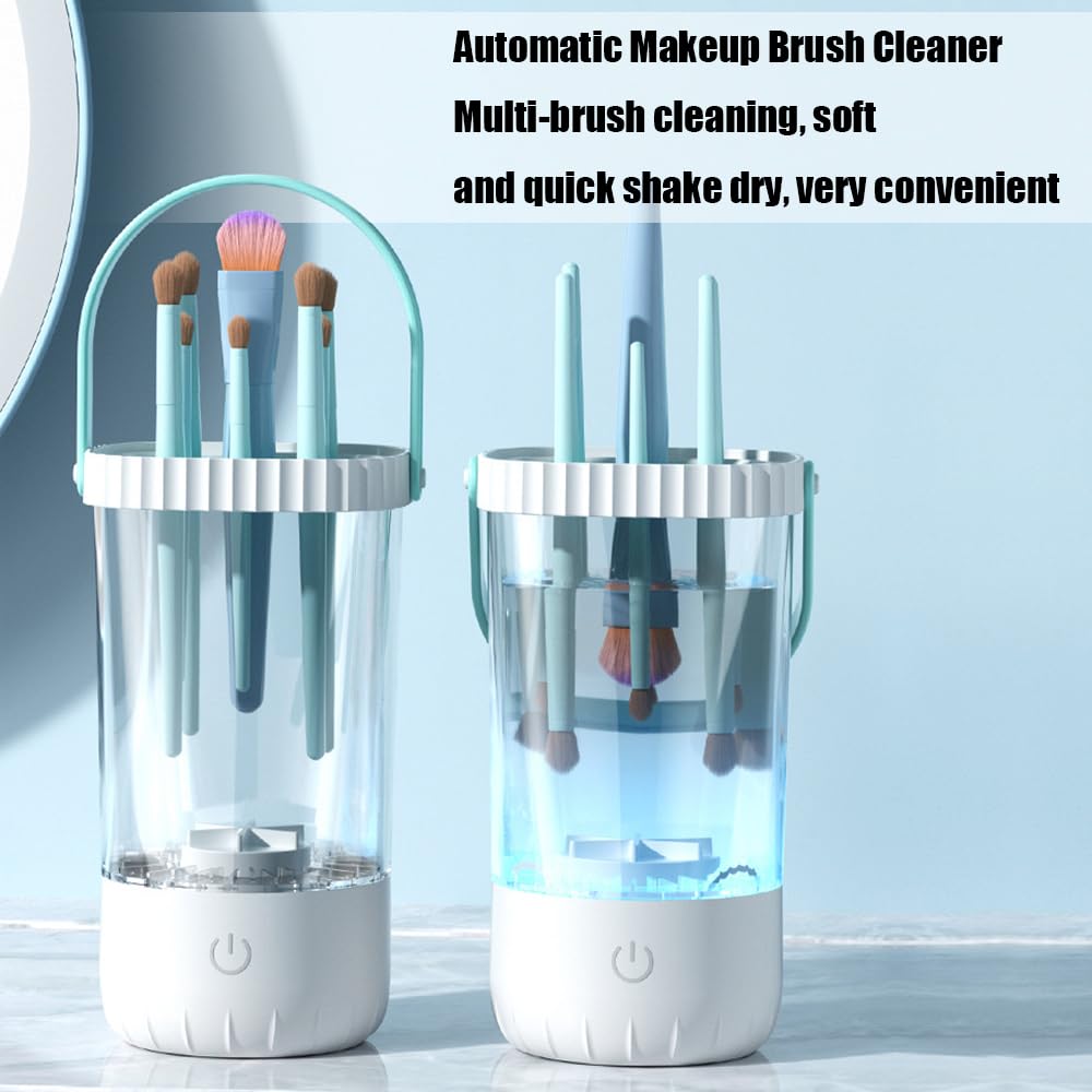 Electric Makeup Brush Cleaner, Automatic Makeup Brush Cleaning Machine with Hanging Drying Function, One Click Start Portable Makeup Brush Cleaners for Deep Cleaning Various Makeup Brushes & Tools