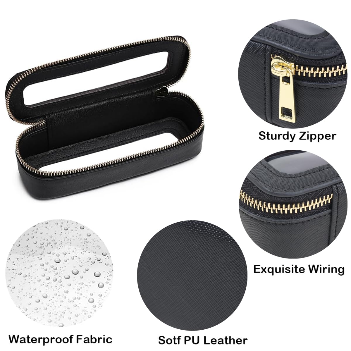 FFpaw Clear Makeup Bag, Small Makeup Bag TSA Approved Toiletry Bag Cosmetic Travel Bag Cute Makeup Bag Organizer Makeup Case Pouch Car Essentials for Women Men (Slim Black)