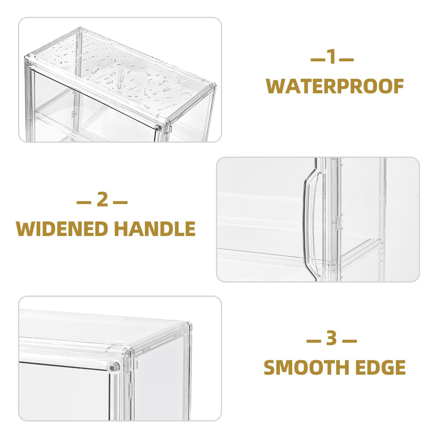 3 Tier Display Case for Collectibles,Clear Display Box with 2 Movable Plates ,Storage Container with Magnetic Door (Large 2 Pack)