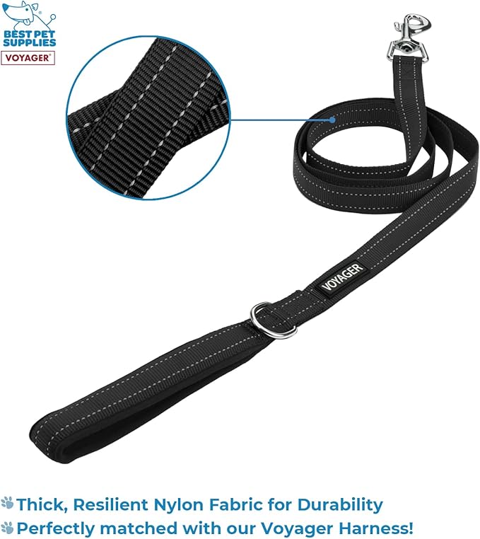 Voyager Step-in Air All Weather Mesh Harness & Reflective Dog 5 ft Leash Combo, Neoprene Handle, for Small, Medium, Large Breed Puppies by Best Pet Supplies - Leash Harness (Orange/Black Trim), M
