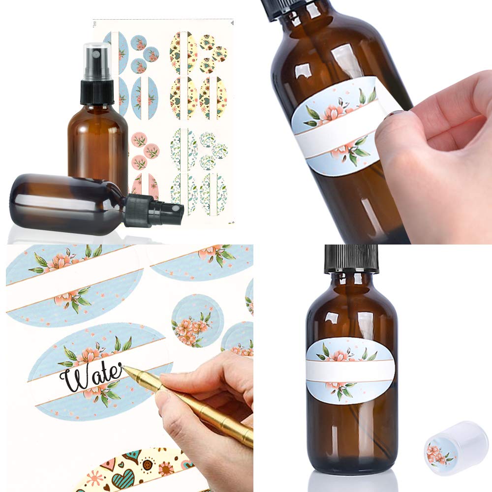 STARSIDE 16 Pack 4 oz Amber Glass Spray Bottles with Fine Mist Sprayer & Dust Cap for Essential Oils, Perfumes,Cleaning Products, 120 ml Fine Mist Glass Spray Bottle