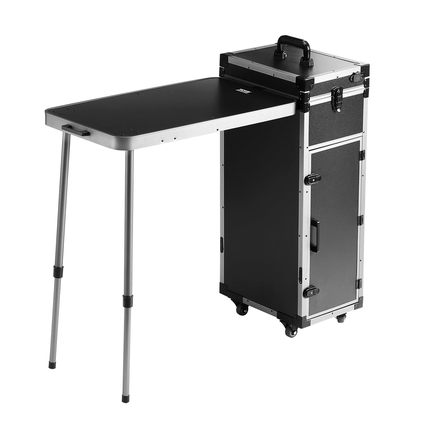 VEVOR Professional Makeup Train Case Aluminum Cosmetic Case Workbench with Supporting Legs Rolling Makeup Case HZXXGZTSZDS02K8W5V1