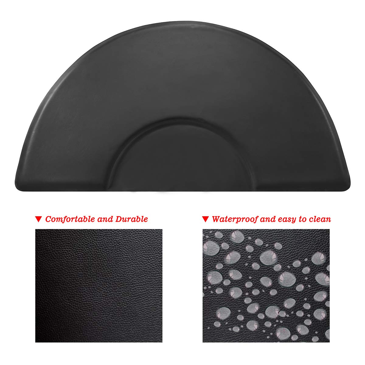 Antlu 1 Inch Thick Barber Cutting Chair Salon Floor Mats for Beauty Hair Stylist Station Anti Fatigue (Black, 5 Ft × 3 Ft Ellipse)