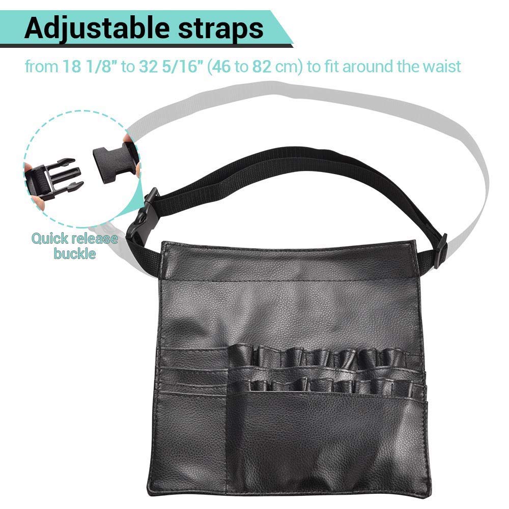 Comicfs Makeup Brush Bag 22 Pockets Professional Cosmetic Holder Organizer Apron with Artist Belt Strap for Women (Brush Not Included)
