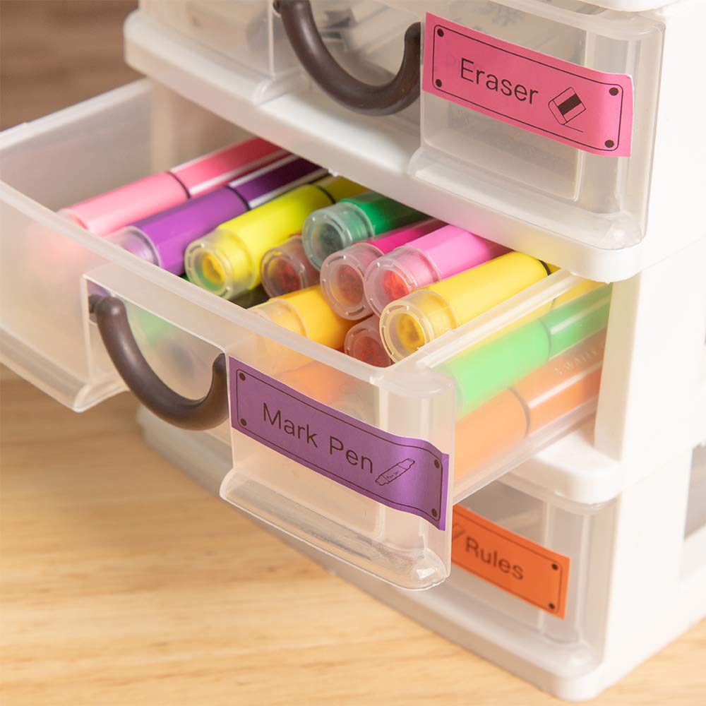 Phomemo Q31 Q32 Q30S Q30 Label Maker Tape, Black on Lavender, White, Pink Sticker Thermal Paper Self-Adhesive Label Tape, 15mm x 6m (1/2"x2361/8") Continuous Paper, 3 Roll