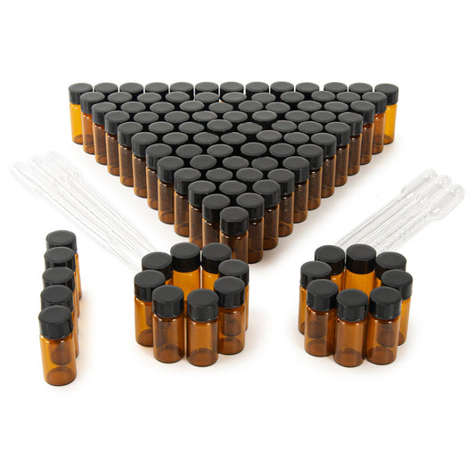 BKMAMLAB 5ml Amber Small Glass Vials 100pcs with Screw Caps(100pcs)