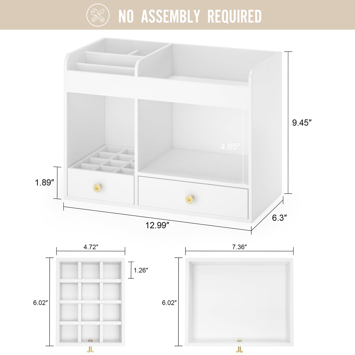 Wisuce Essentials Large Makeup Organizer with Drawers, Bamboo Countertop Cosmetic Storage for Dresser Vanity Organizer Beauty Desk Skincare Holders Container Make Up Organizing for Lipstick