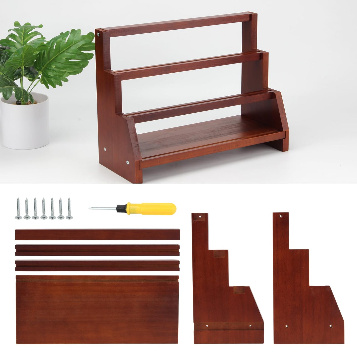 Lxmxgk Wooden Trading Card Display Stand, Graded Baseball Sports Card Display, Collection and Show Display for Card Game, 3-Tier Card Display Case for Sports Baseball Graded Cards, Easy to assemble