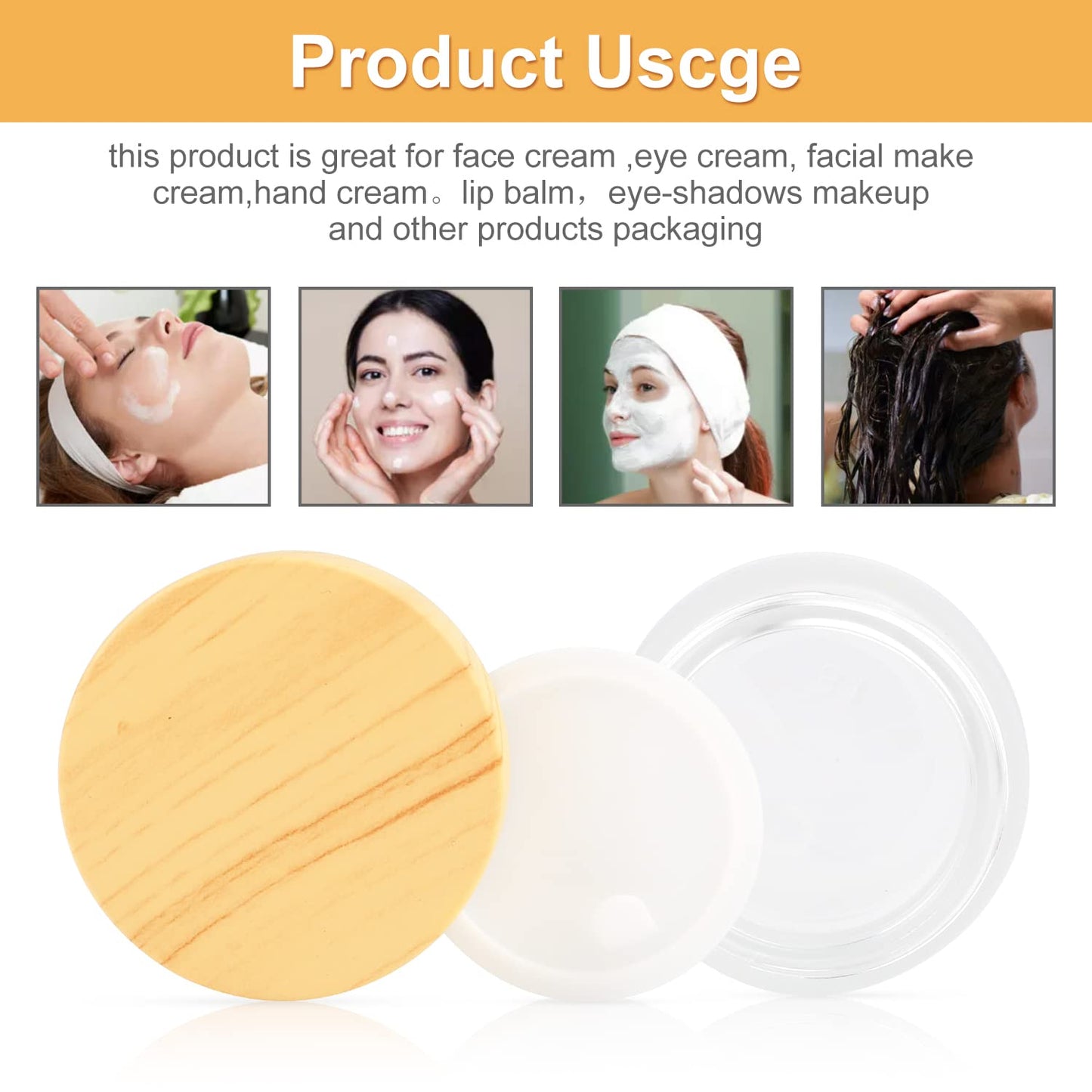 DMuuuDM 1 Oz 10 Pack Frosted Glass Face Cream Jars,Empty Cream Jars Holder Case with Wood Grain Lid&Inner liner,Sample Cosmetic Container Vials Pot for Eyeshadow,Lotion,Foundation,Lip Balm