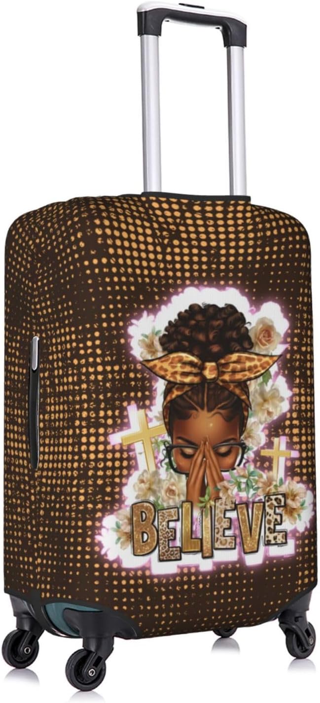 Travel Suitcase Protector African American Girl Elastic Protective Washable Luggage Cover With Concealed Zipper Suitable For 18-32 Inch(XL (for 29-32 inch luggage))