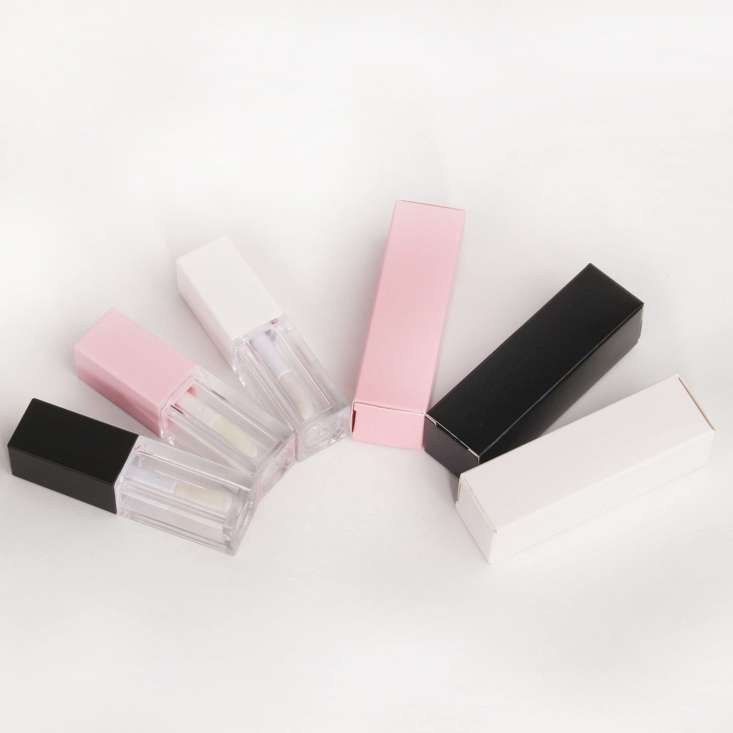 24pcs 5ml Empty square black lipgloss tubes bulk wholesale with big wand lipgloss containers