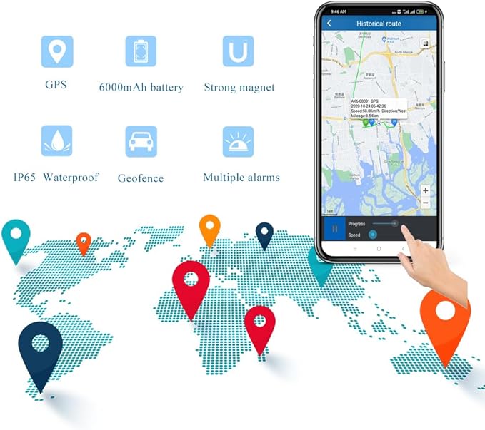 Magnetic GPS Tracker for Vehicles Tracking Devices for Cars Hidden Long Battery Life Car Tracker Device Hidden for Trailer Motorcycle Truck Fleet GPS Tracker One Month Subscription Included (5000mA)