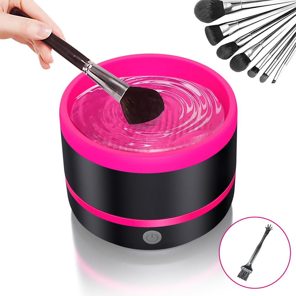 Pinkiou Makeup Brush Cleaner Machine, Electric Makeup Brush Cleaner IPX7 Waterproof USB Cosmetic Brush Cleaning Machine Suitable for All Size Beauty Makeup Brush Set