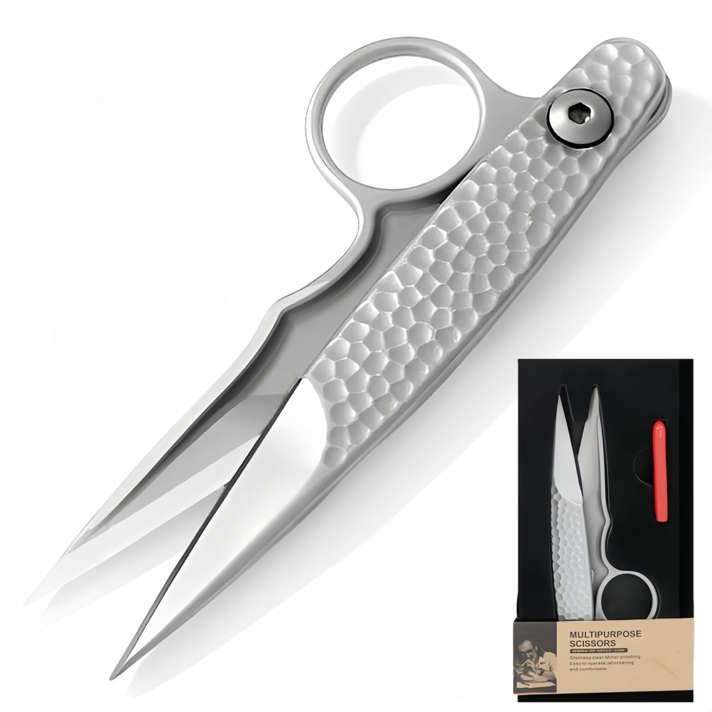 Upgrade Sewing Scissors, Stainless Steel Premium Tailor Scissors, Microcrystalline Steel Shears，Thread Snips Trimming Nipper for Gift Wrapping Yarn, Sewing Supplies (Silver)
