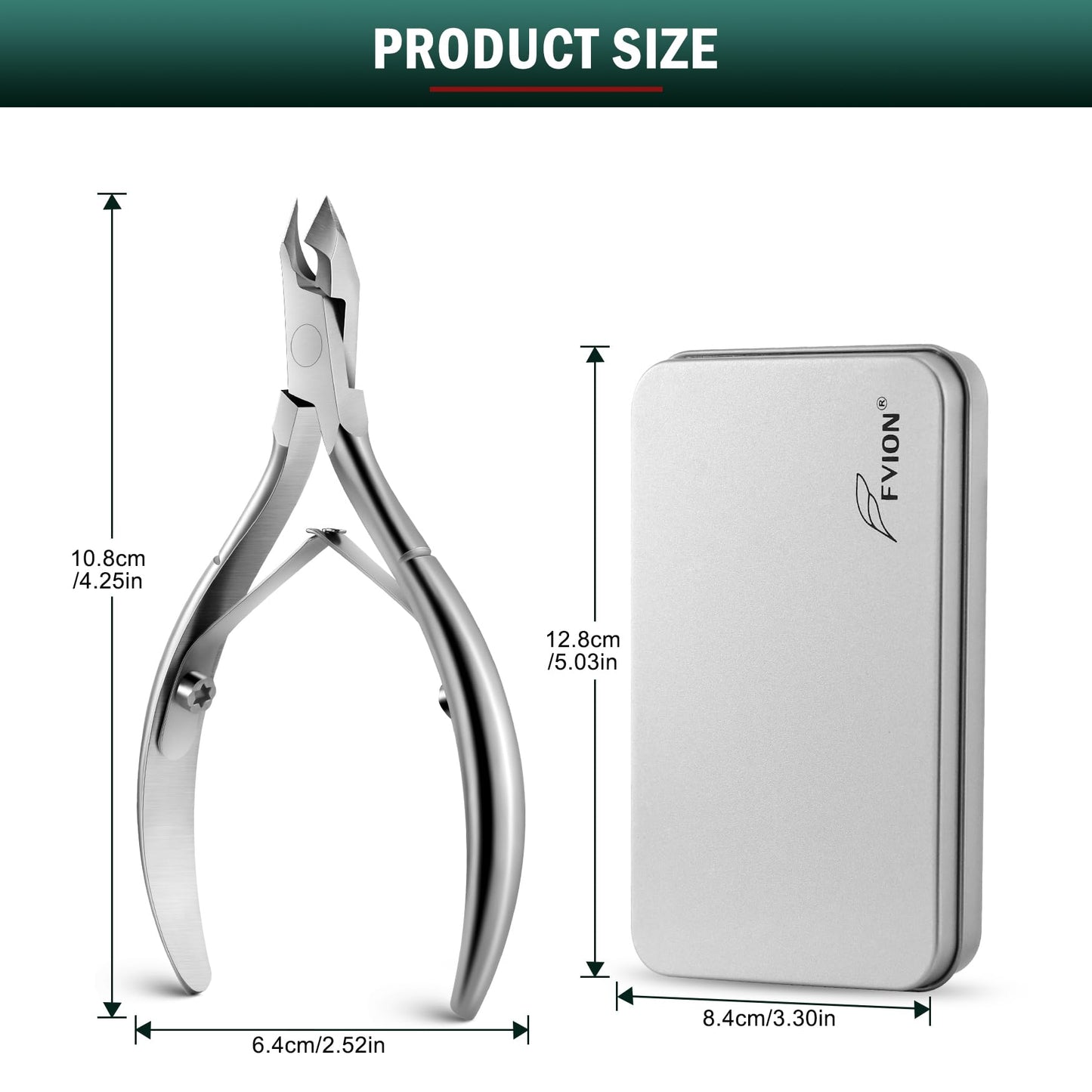 FVION Precision Cuticle Clippers – Professional Cuticle Trimmer and Dead Skin Remover, Sharp Stainless Steel Cuticle Nail Scissors Tool for Manicure and Pedicure - 5mm