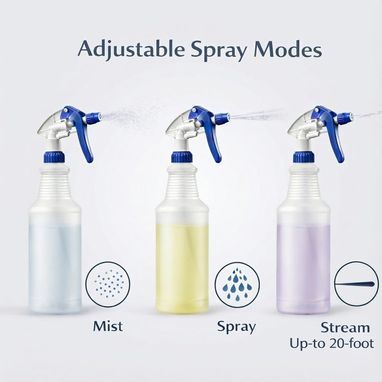 Bar5F Professional Sprayer 24-Ounce - 20 Foot Spray, Bleach Resistant, Adjustable Nozzle, All-Purpose, 3-Pack