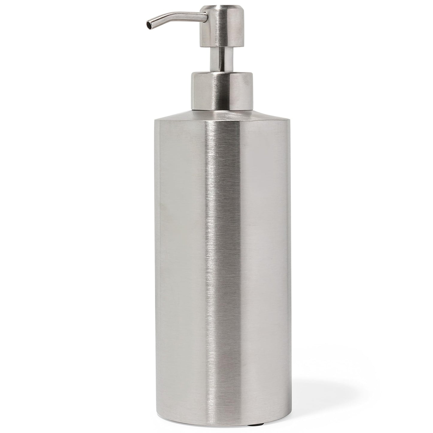 Silver Soap Dispenser for Kitchen & Bathroom – 15 oz Refillable Pump Bottle for Dish Soap, Hand Soap, Shampoo, Conditioner – Modern Countertop Dispenser with Non-Slip Protective Pads