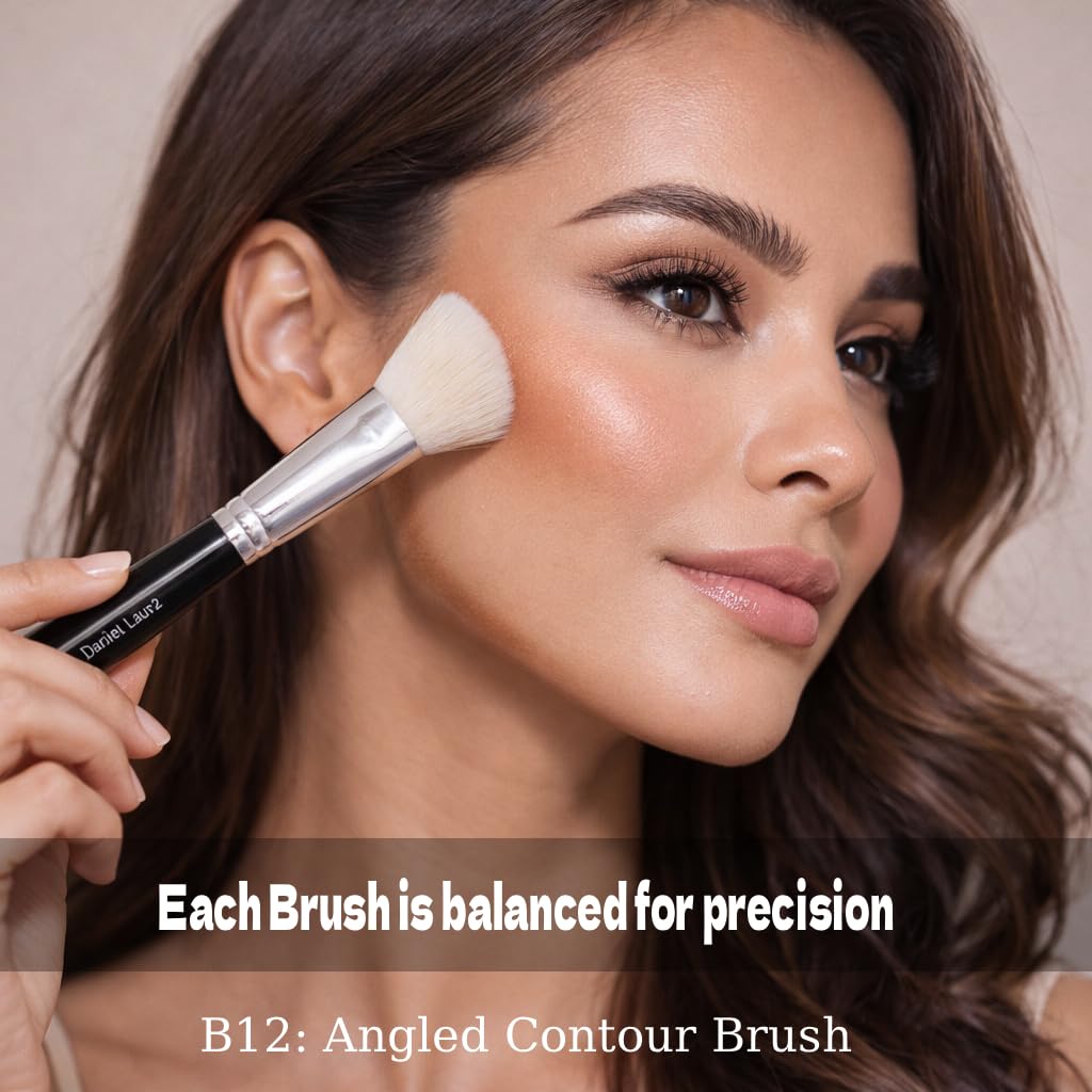 Daniel Laura Studio Dense Makeup Brushes Set Professional 15PCS | Vegan Bristles | Flawless Blending | Makeup Brush Set with Case | Foundation, Powder, Blush, Contour, Highlight