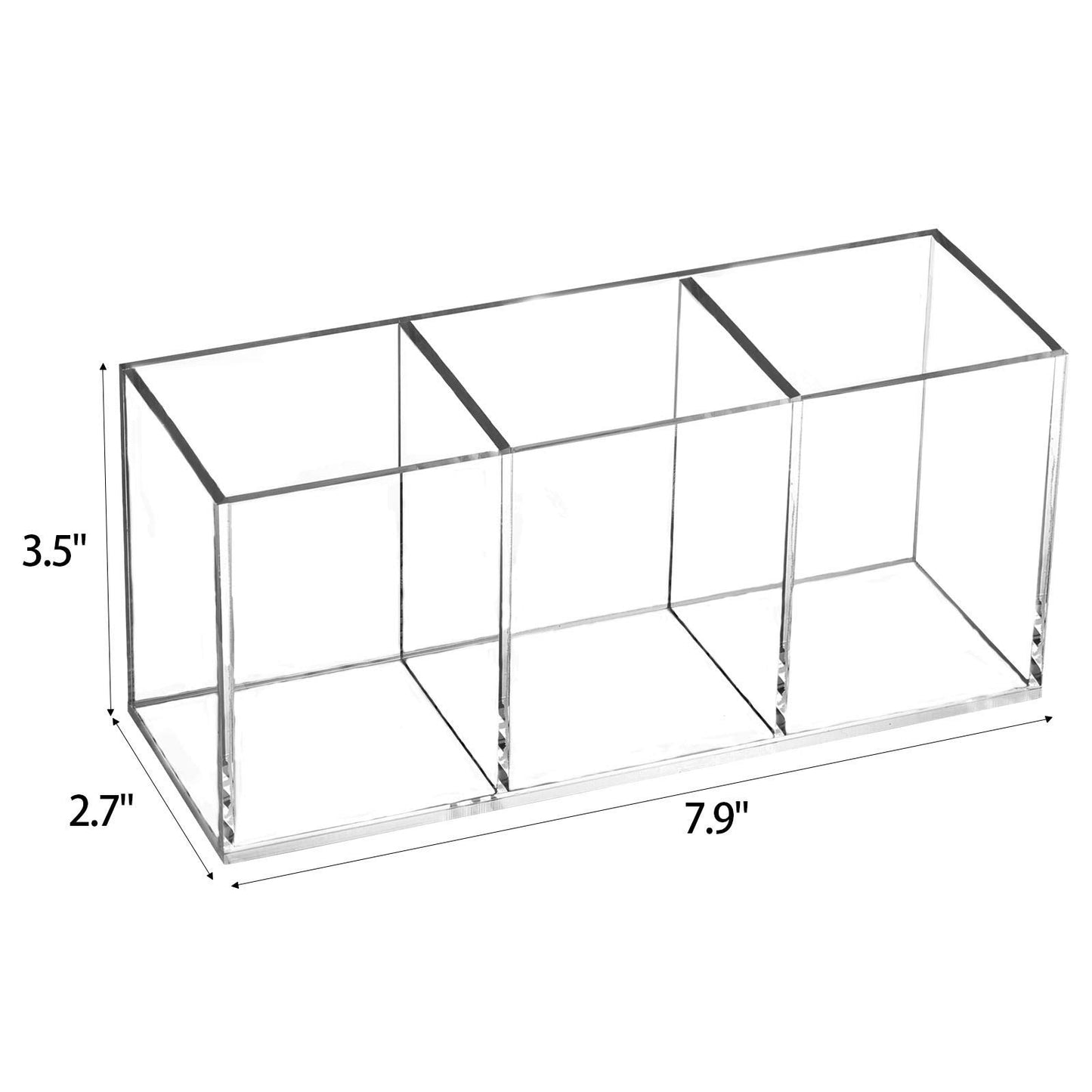 Tbestmax Makeup Brush Holder Organizer Clear Cosmetic Brushes Container Storage 3 Slots - Great for Vanity