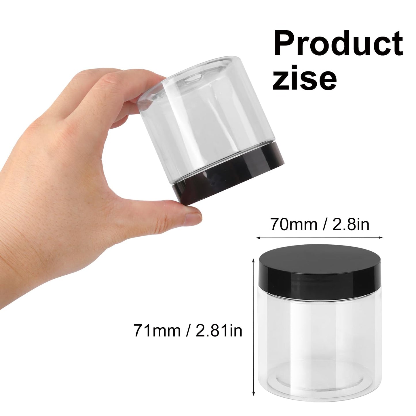 48 Packs 6 OZ Transparent Plastic Jars with black Lids, Body Butter Containers, Cosmetic Containers jars for Kitchen Ingredients, beads, sequins, Lotion, Cream, DIY Crafts and More by KUKLIPJIM.