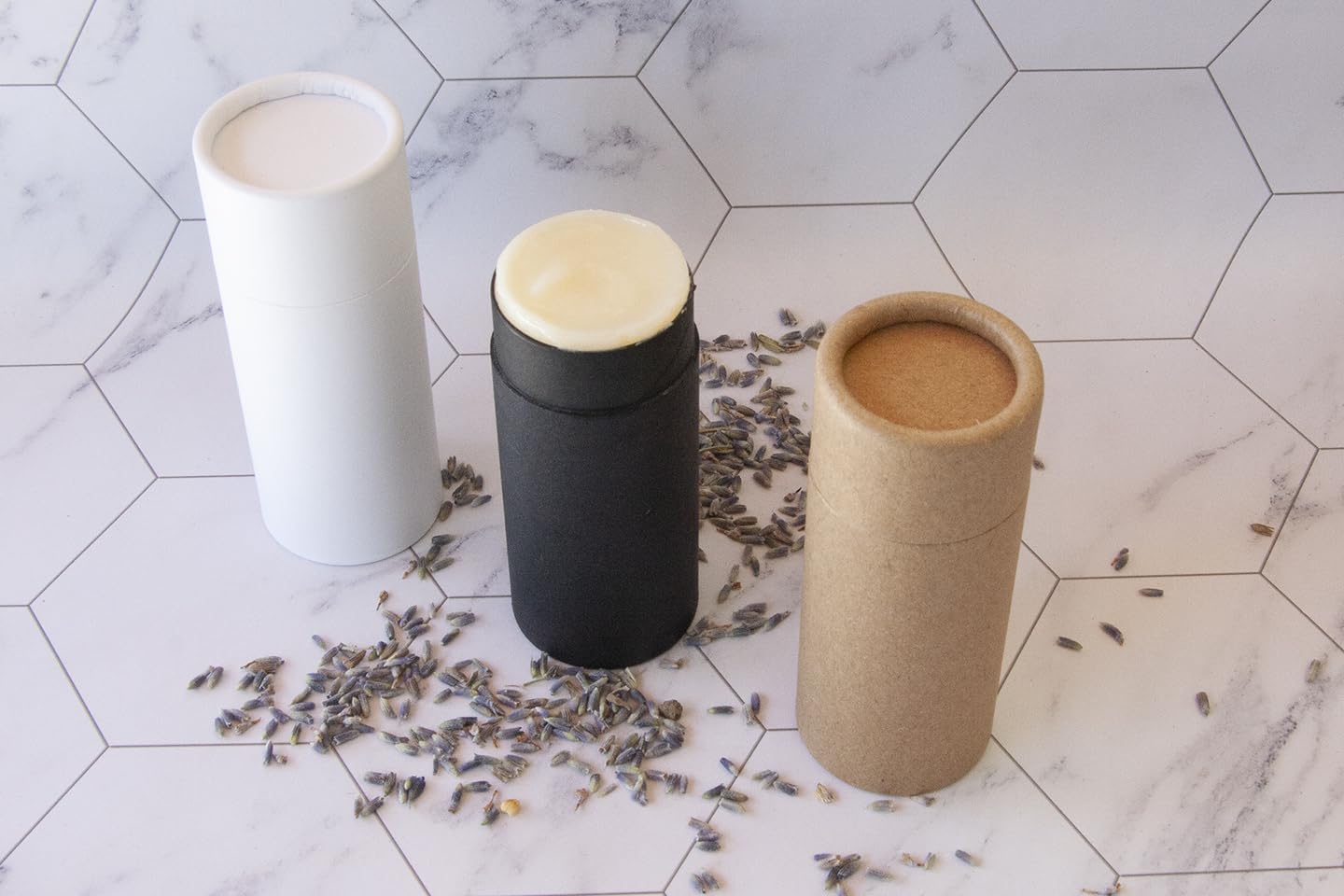 GreenWay 2.5oz / 70g Kraft Paperboard Deodorant Tubes with Lids - 12 Pack Solid Perfume Refillable DIY Cosmetic Containers - Deodorant Containers Lotion Tubes Empty Holder Kraft - Black