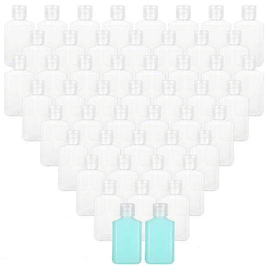 APACALI 100PCS Plastic Travel Bottles 2oz Mini Shampoo Bottles Small Empty Bottles Refillable Cosmetic Containers with Flip Cap Clear Portable Small Bottles for Liquid, Lotions, Toner, Body Soap