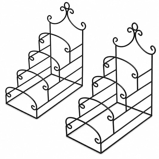 Artliving 4-Tier Metal Scrollwork Dish Rack Plate Rack Display Stand Holder Cabinet Organizer Set of 2