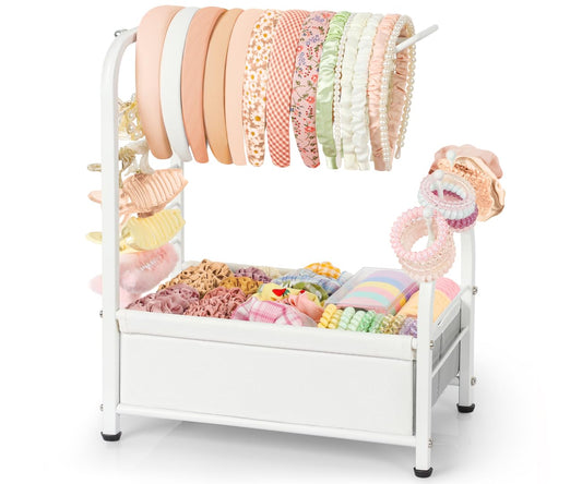 Keebofly Headband Holder Stand, Versatile Hair Accessories Organizer for Scrunchies, Hair Ties, Bows & Claw Clips - Large Compact Hair Accessories Storage for Girls, Women, Babies
