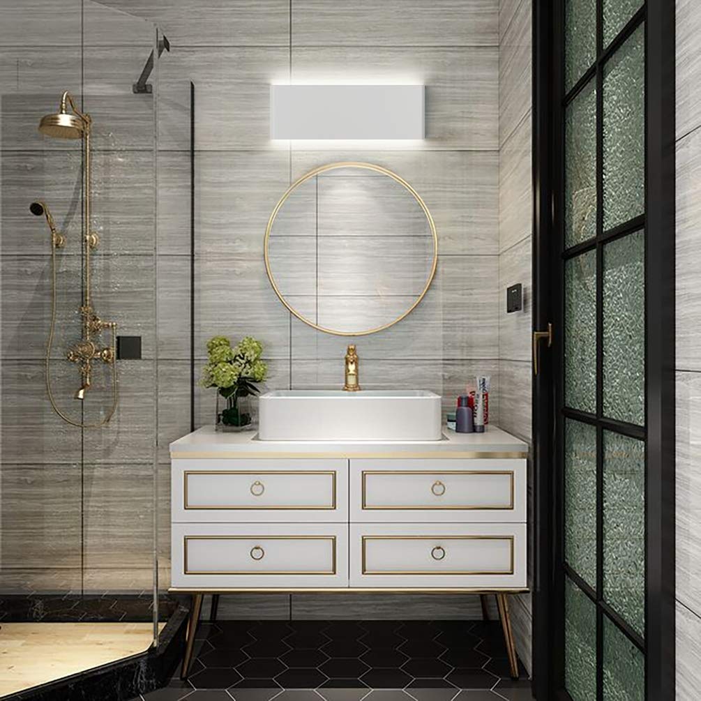 Aipsun 15.75in Matte White Modern Vanity Light Up and Down LED Vanity Light for Bathroom Wall Lighting Fixtures (White Light 5000K)
