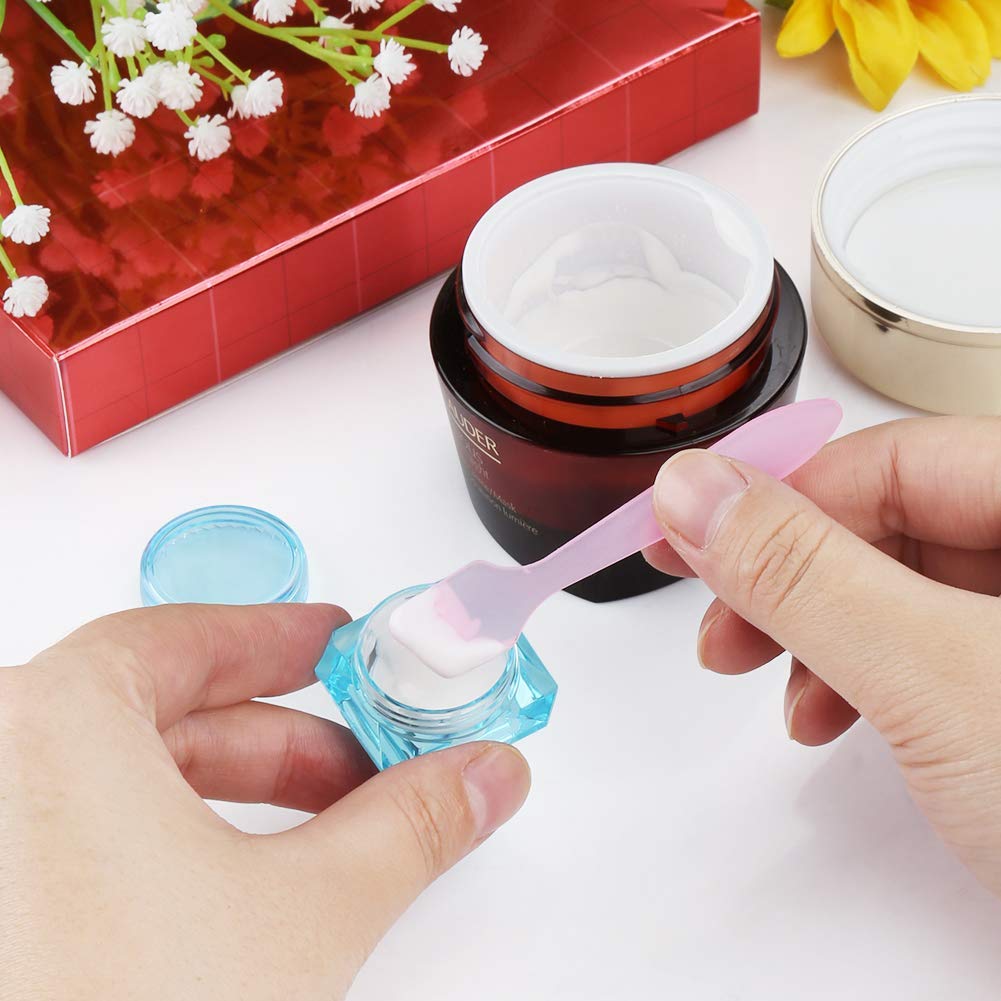 Healthcom 50 Pcs 5 Gram/5 ML Cosmetic Sample Empty Container Plastic Clear Cosmetic Pot Jars with Lids Diamond-shape Makeup Jars Bottles for Eye Shadow Nails Powder Jewelry,Mix-Color