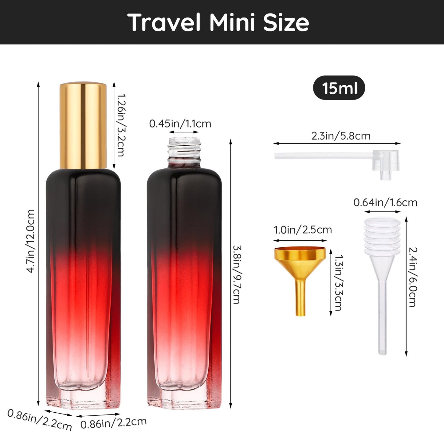 Segbeauty 0.5oz Portable Travel Perfume Bottles, 10 Pack of 15ml Glass Travel Size Perfume Atomizer Refillable, Mini Cologne Atomizer Sprayer for Men, Small Cologne Spray Bottles with Refill Tool