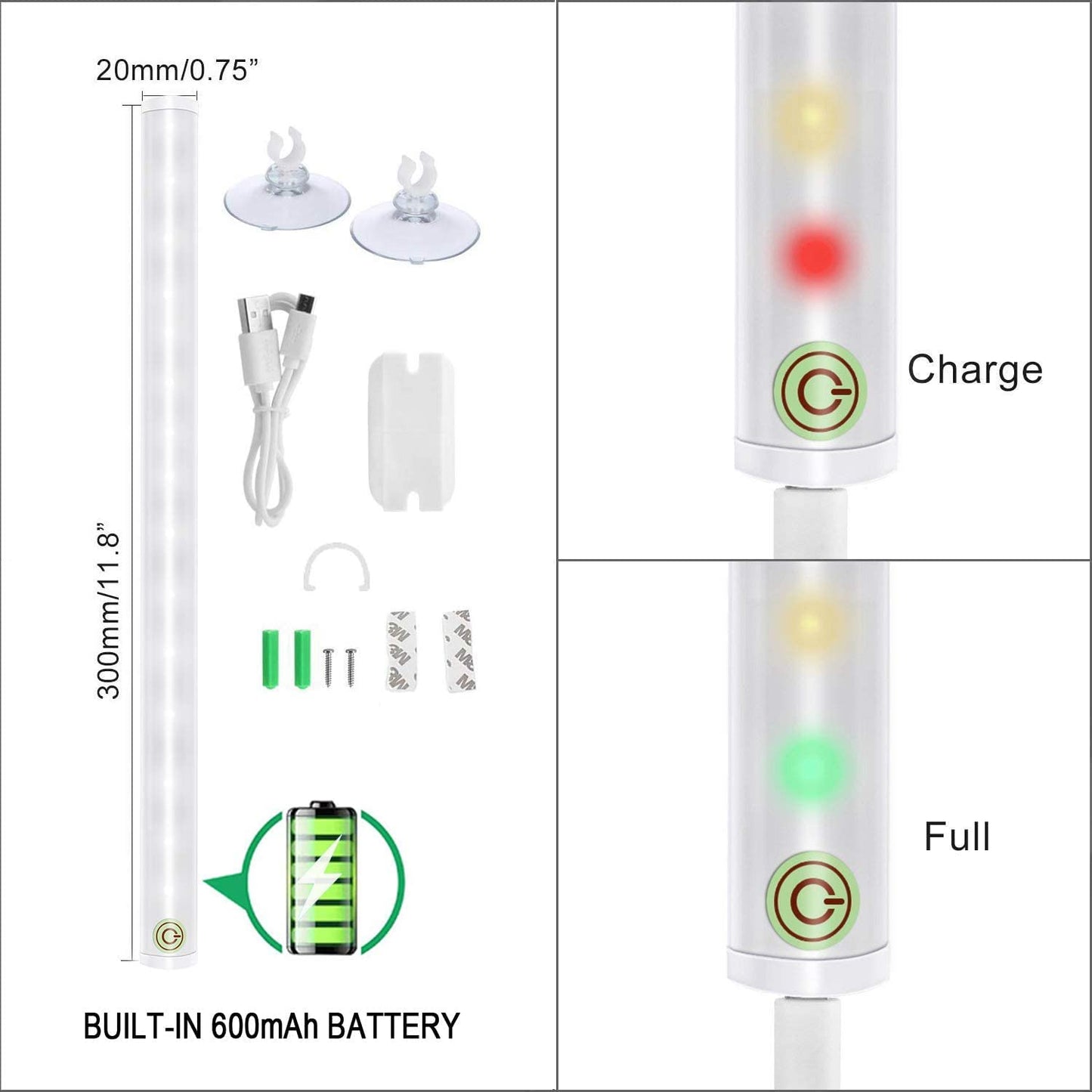 Portable LED Vanity Mirror Lights | Simulated Daylight | 4 Brightness Level Touch Control | Rechargeable, Cordless Makeup Lights