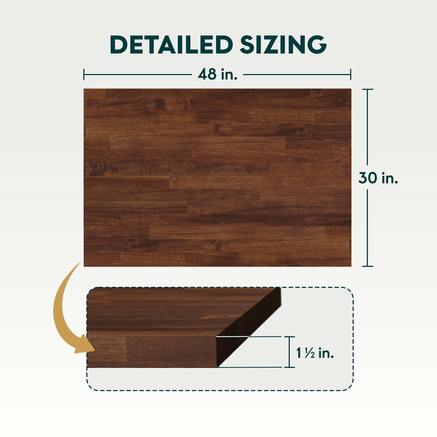 Bme Acacia Butcher Block Countertop, Wood Table Top, Butcher Block Desk Table Top for DIY Kitchen Island, Washer Dryer, or Workstation – Walnut – 48"L x 30"W x 1.5"Th