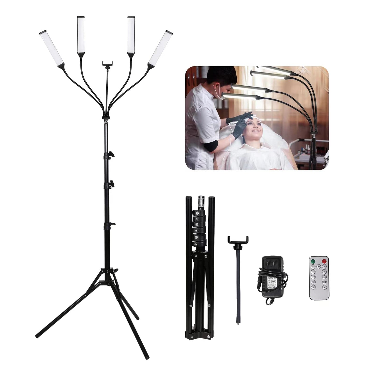Four Arms LED Light Kit,2800k-6500k 30W, Continuous Lighting for Live Streaming Eyebrow Tattoo Makeup Nail Beauty YouTube Video Recording Product Photography