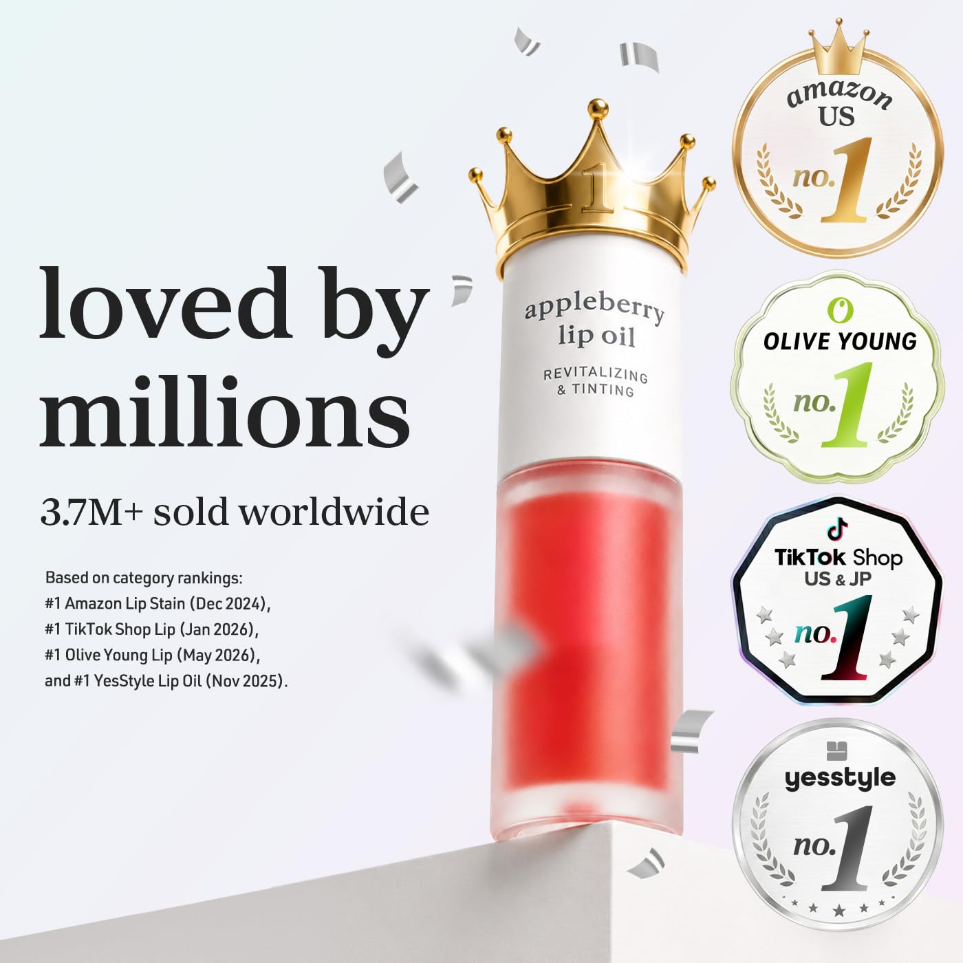 NOONI Korean Lip Oil - Applepeony | Long-Lasting, Moisturizing, Plumping, Revitalizing for Dry Lips, Waterproof, No Peel Off, Hydrating Lip Stain, Stocking Stuffers, Cute Stuff, 0.12 FL Oz