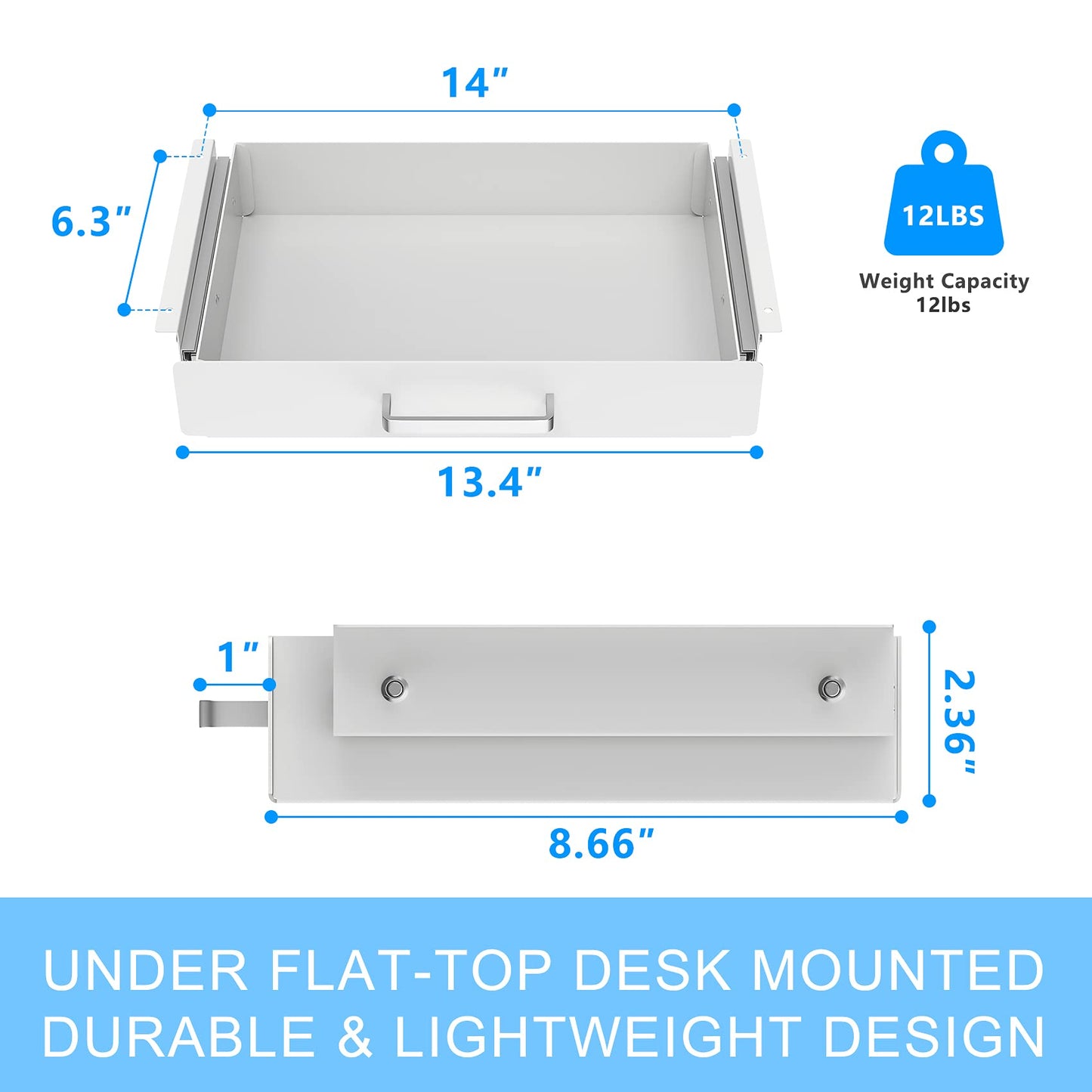 Gome Under Desk Pull-Out Drawer - Storage Organizer Office Mounted, Easy Slide-Out Pencil Drawer for Saving Space, Ideal for Sit-Stand Workstation
