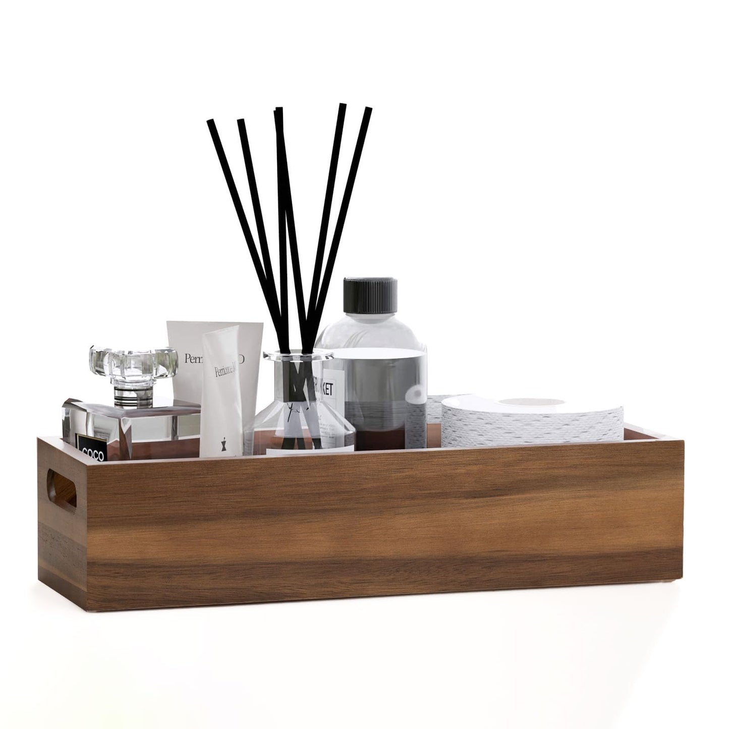 DUCIHBA Natural Acacia Wood Bathroom Vanity Tray Set, Including L-16.5 x 6 and S-12 x 5, Smooth, Durable, Attractive Decor for Bathroom, Kitchen, Home, Spa