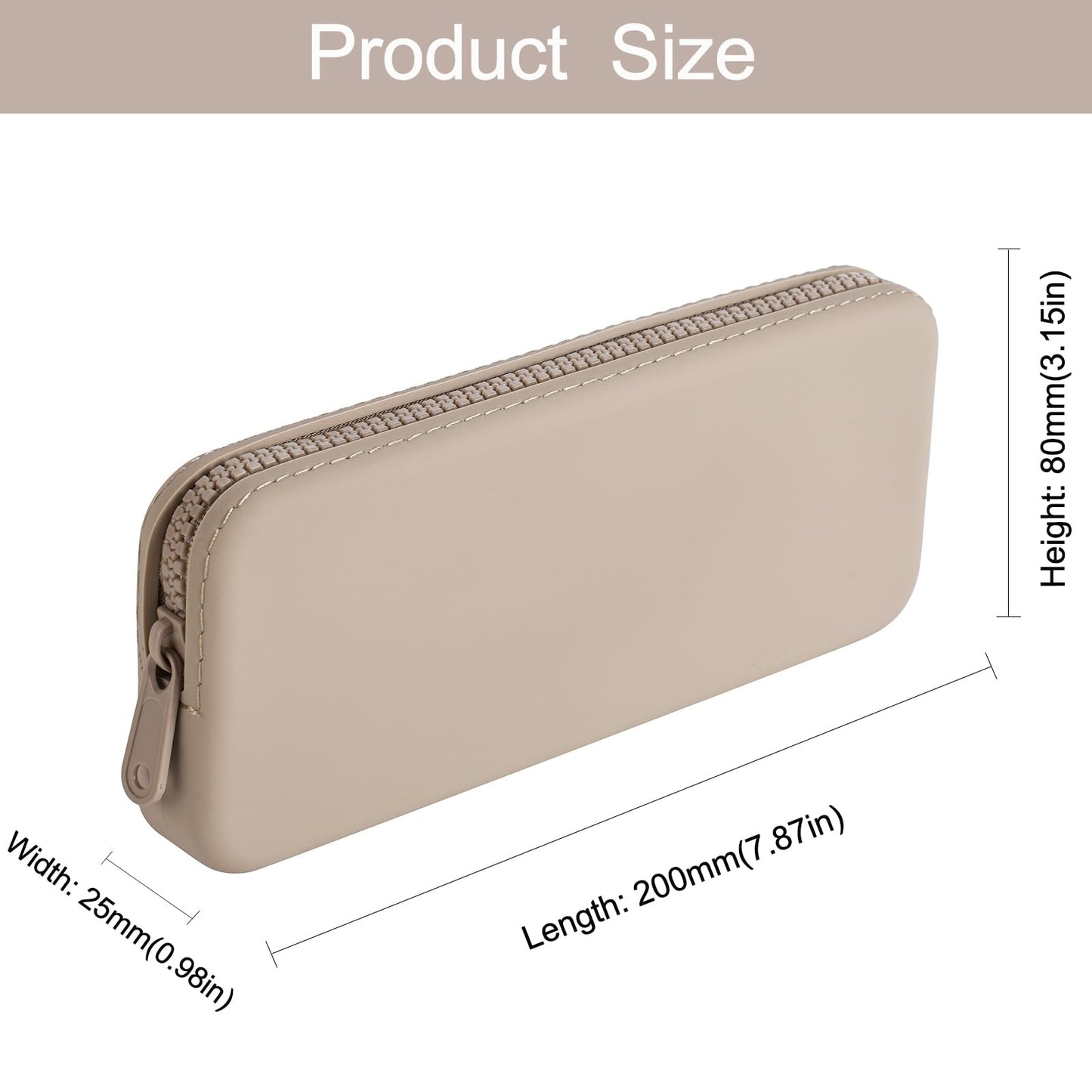 WHHJM Silicone Makeup Brush Holder Travel Makeup Bag Soft Portable Brush Organizer, Large Travel Essentials Makeup Brush Case Zipper Pouch (Khaki)