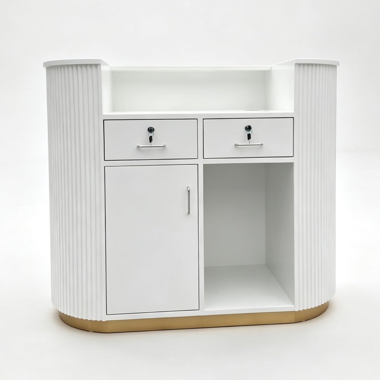 Modern Reception Desk with Counter,White Upgraded Front Counter Table for Beauty, Spa, Nail, Hair Salon, Lobby,1200 * 600 * 1000mm(47 * 24 * 39'')